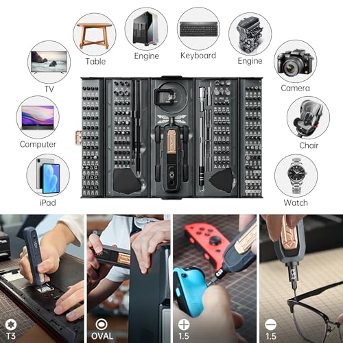 JAKEMY Mini Precision Screwdriver Set,JAKEMY 180 in 1 Laptop Screwdriver Repair Tool Kit,Magnetic Multi-Bit Tiny Screwdriver Bit Kit for DIY,Computer,PS5,Xbox,RC Car,Jewelers,Glasses,Watch,Home - Image 4