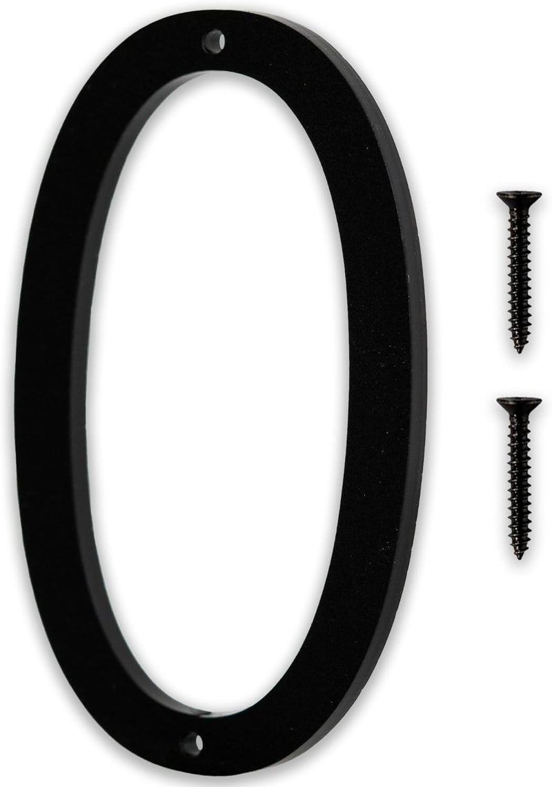 Discovered Designs 5" (0) Modern Address House Numbers for Outside - Easy to Install 3D Matte Black Acrylic Individual Numbers for Address on House, Weatherproof No Rust, Made in USA, Includes 2 - 3/4" Screws, Door Mailbox Number Home Address Number - Image 1