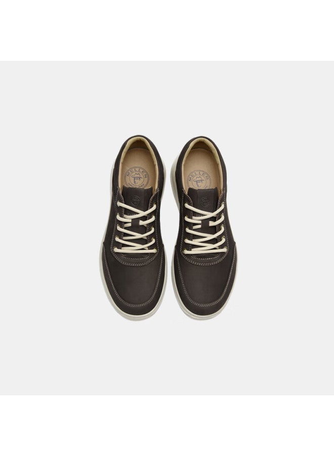 Mellen Shock-absorbing Lightweight Durable Casual Sneakers, British Style Versatile Genuine Leather Shoes, Ms767573, Dark Brown, Size 38 - Image 2