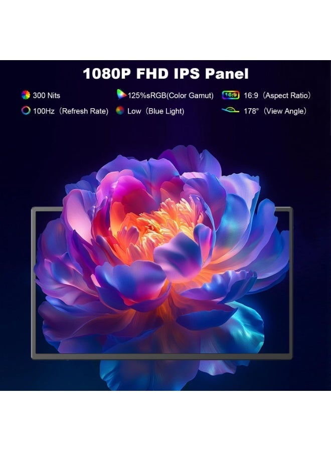 V2COM 23.8" Portable Monitor, FHD 1080P 100Hz IPS Display, USB-C & HDMI Large Portable Screen with Detachable Adjustable Stand, Built-in Speakers, Compatible with Mac/Windows/PS5/Xbox/Switch - Image 2