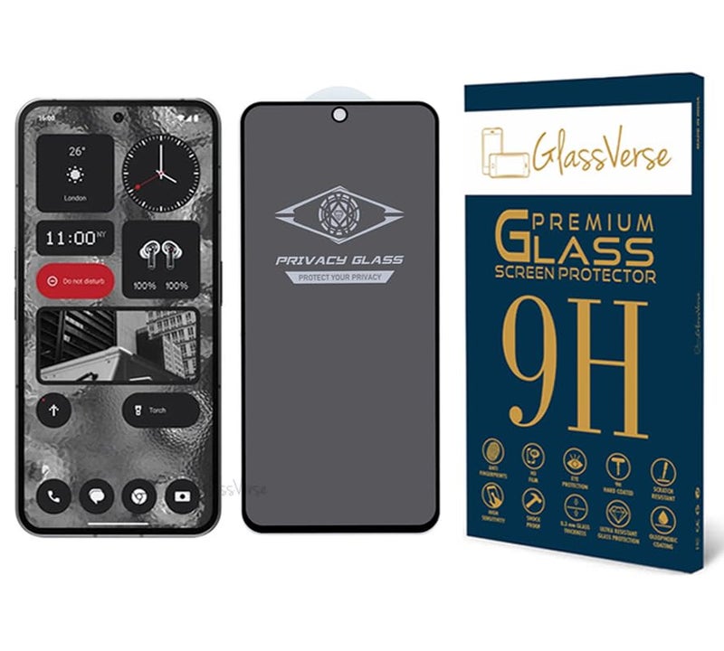 GlassVerse زجاج حماية الخصوصية المقسى لهاتف ناثينغ 2A (عبوة من 1) مع مجموعة تركيب مجانية. من الحافة إلى الحافة. (قفل بصمة الإصبع على الشاشة لن يعمل مع حارس الخصوصية) - 6.7 بوصة - Image 1