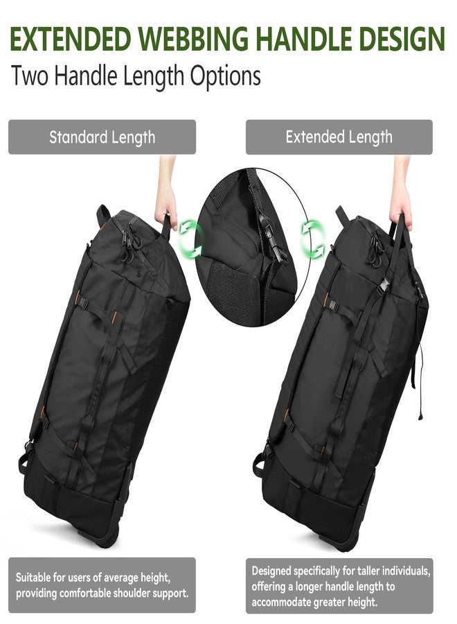 Vomgomfom 86L Collapsible Wheeled Luggage with Removable Backpack Straps,Waterproof Rolling Duffle Bag with Quilted Base,No Telescope Handle,Black - Image 4