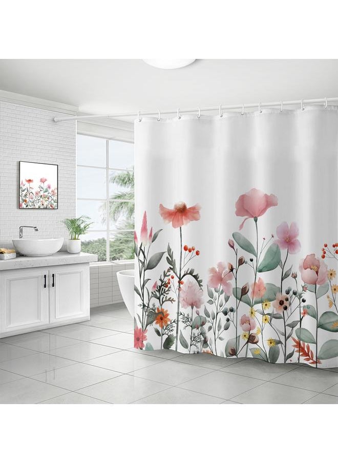 Bluejw Polyester Shower Curtain  Explosions Flowers And Plants Watercolor Bathroom Four-piece Dry And Wet Separation Isolation Waterproof Bath  - Image 1