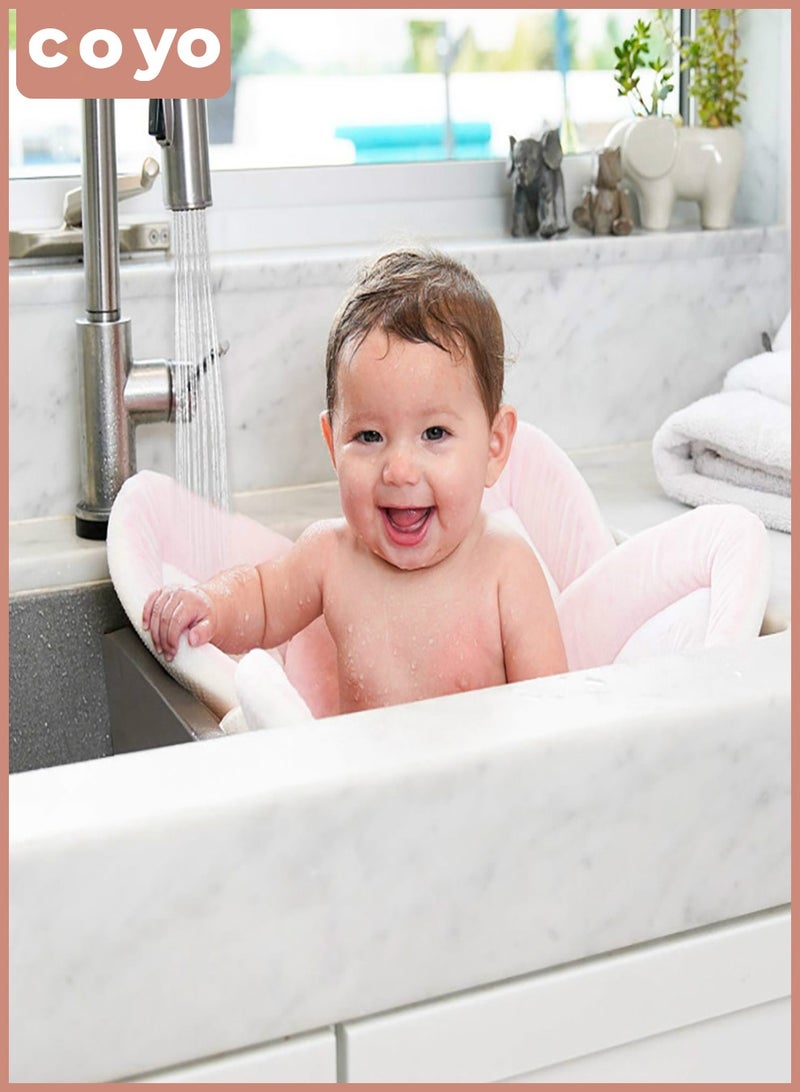 COYO Baby Bath Lotus Cushion Sink Bather Petal Newborn Bathtub Mat Bathing Tub Seat Support Lounger Flower Bathing Pad Non-Slip Safety Sink Insert Tub - Image 4