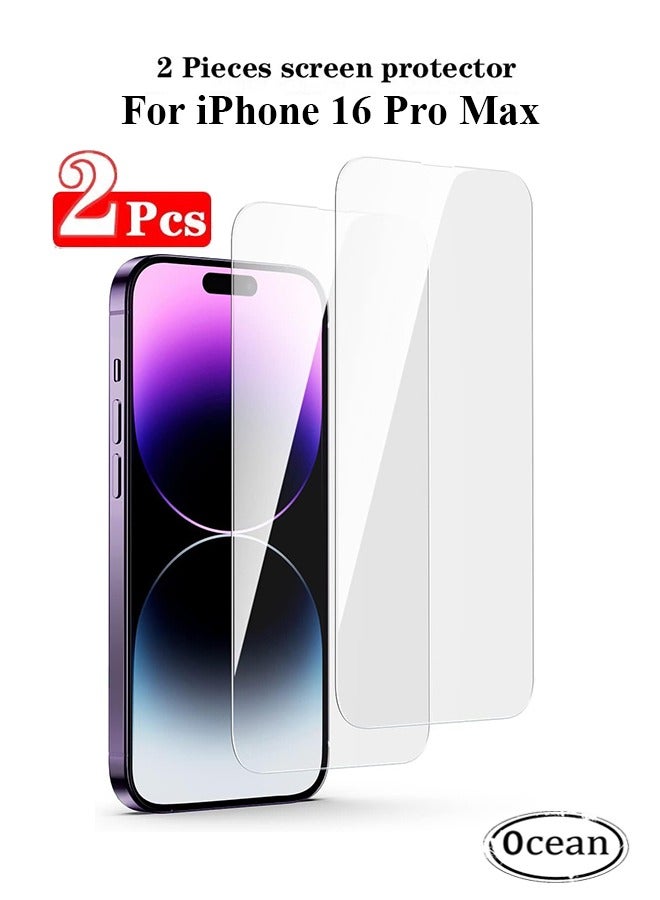 Ocean 2 PCS iPhone 16 Pro Max Screen Protector 6.9" HD Clear Tempered Glass Film, Scratch Resistant Anti-Fingerprint Bubble Free Protective Film, 9H Tempered Glass Film for iPhone 16 Pro Max, Clear - Image 1