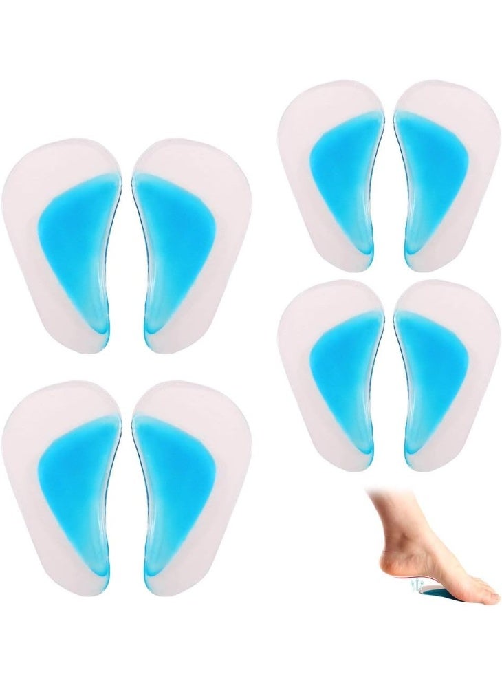 أربعة أزواج من أحذية الدعم الجلية، أرجل مسطحة سيليكونية، دعم المقلة للحصين والجروح في القدم، دعم المقلة، إضافات حذاء عالية، بطانات وسادة لدعم المقلة، للنساء والرجال والأطفال (حجم واحد يناسب الجميع) - Image 1