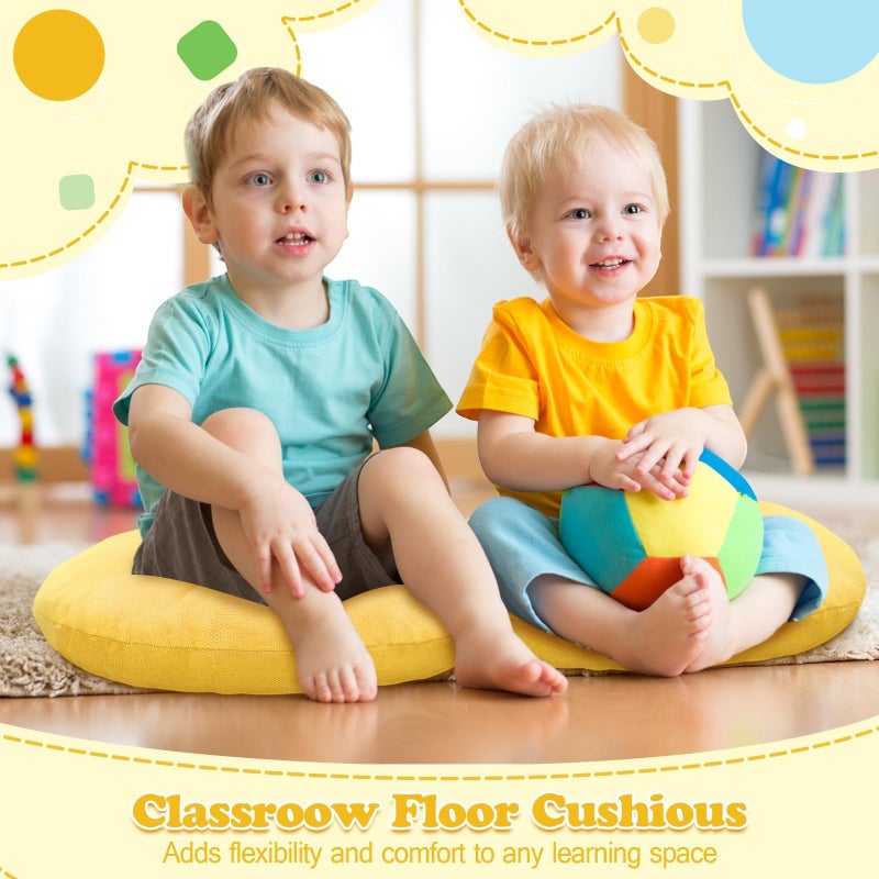 8 PCS Round Floor Cushions for Kids and Toddlers, Flexible Seating Classroom Furniture Floor Pillow for Home, Daycare, Preschool, Yoga and Meditation (Yellow,16 Inch) - Image 4