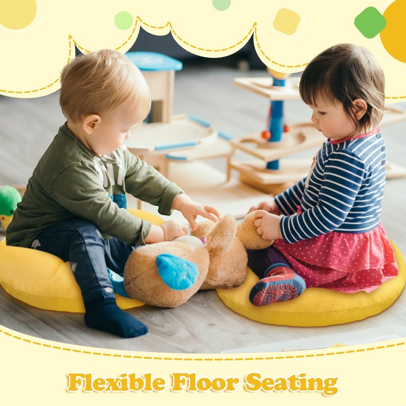 8 PCS Round Floor Cushions for Kids and Toddlers, Flexible Seating Classroom Furniture Floor Pillow for Home, Daycare, Preschool, Yoga and Meditation (Yellow,16 Inch) - Image 3