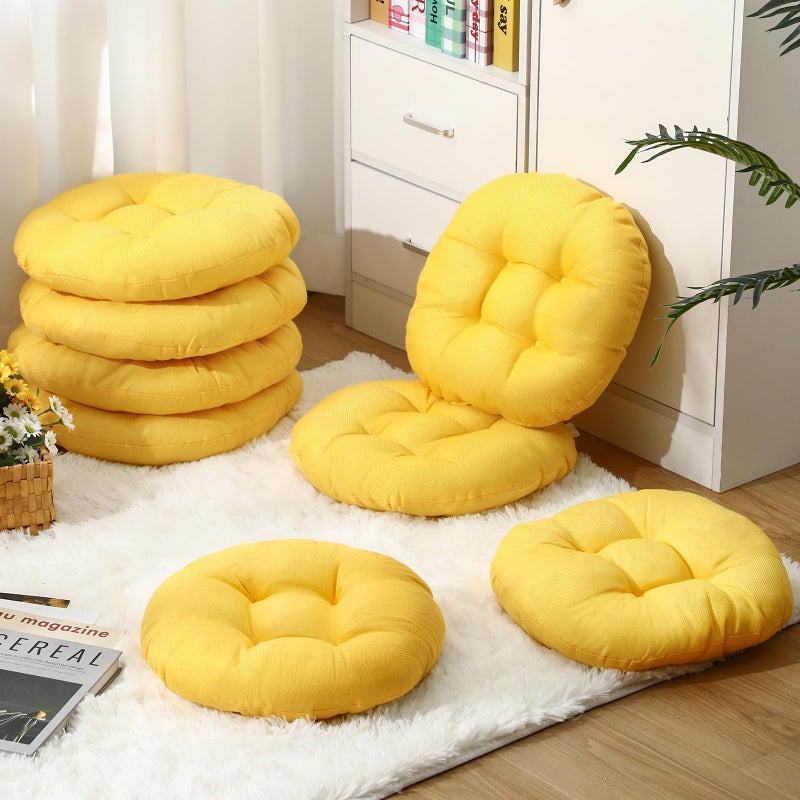 8 PCS Round Floor Cushions for Kids and Toddlers, Flexible Seating Classroom Furniture Floor Pillow for Home, Daycare, Preschool, Yoga and Meditation (Yellow,16 Inch) - Image 5