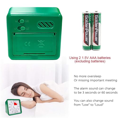 The AutoStory 60 Minute Visual Timer Clock – Silent Countdown Timer for Kids & Adults | Time Management for Classroom, Kitchen, Study, Office, ADHD, Homeschool, Tasks & Games (Green) - Image 3