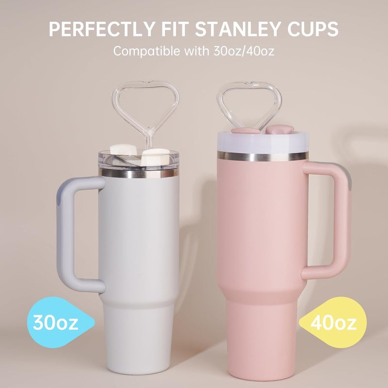 HZYH Anti-Wrinkle High Borosilicate Clear Glass Reusable Straws Fit for 40oz & 30oz Tumblers, Wrinkle-Free for Stanley Cup w/Brush, BPA-Free, Dishwasher Safe (2 Pack) - Image 3