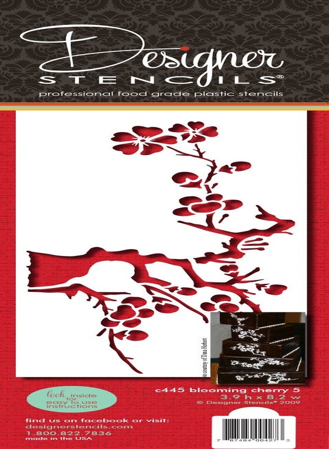 Designer Stencils C445 Blooming Cherry Tree Tier 5 Cake Stencil, Beige/semi-Transparent - Image 4