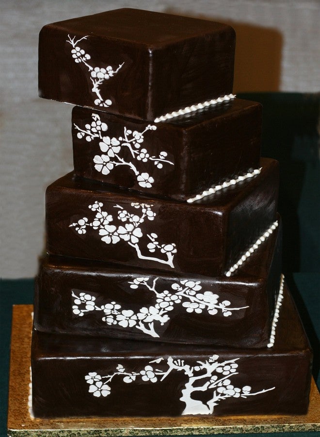 Designer Stencils C445 Blooming Cherry Tree Tier 5 Cake Stencil, Beige/semi-Transparent - Image 2