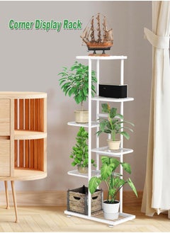 WangPangZi Upgraded Metal Corner Display Stand,6 Tier Plant Stand for Indoor & Outdoor,Flower Pot Unit Shelf for Patio, Balcony, Living Room(White)  - Image 1