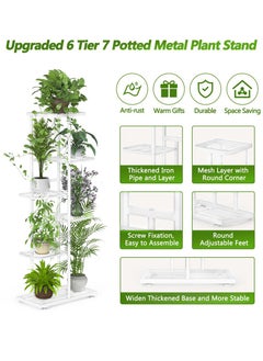 WangPangZi Upgraded Metal Corner Display Stand,6 Tier Plant Stand for Indoor & Outdoor,Flower Pot Unit Shelf for Patio, Balcony, Living Room(White)  - Image 4