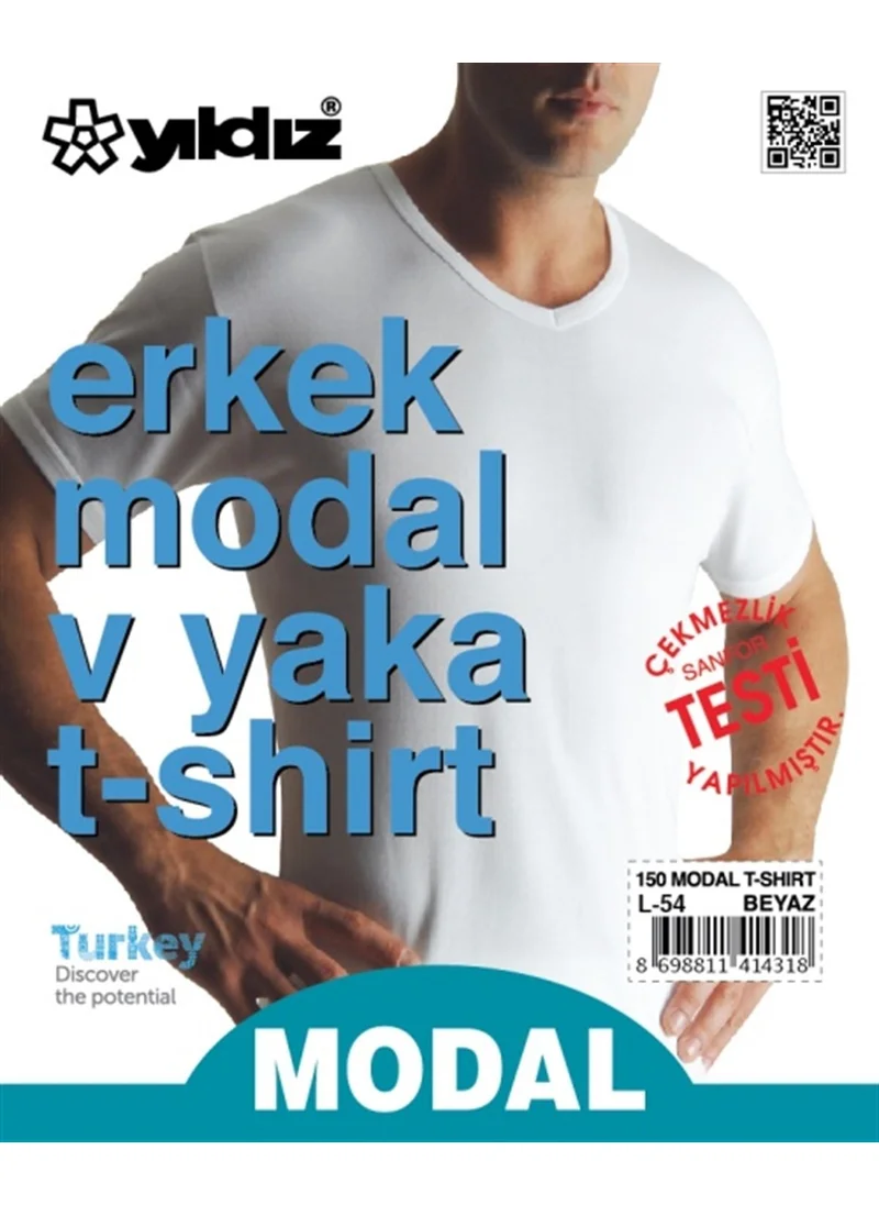 Yıldız Star Men's Modal Cotton V Neck Undershirt T-Shirt