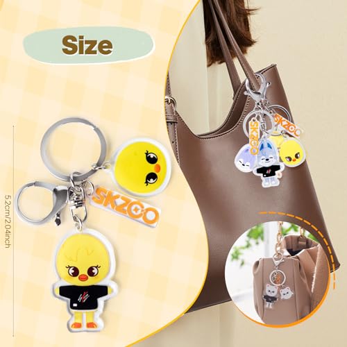 Feenmai Cartoon Keychain for Kids, Stray Kids Keychain Cute Animal Pendant, Acrylic Double Sided Pattern SKZ Backpack Pendant - Image 2