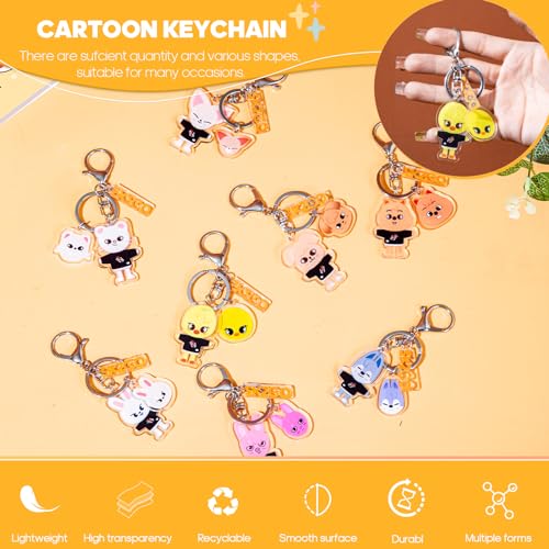 Feenmai Cartoon Keychain for Kids, Stray Kids Keychain Cute Animal Pendant, Acrylic Double Sided Pattern SKZ Backpack Pendant - Image 4