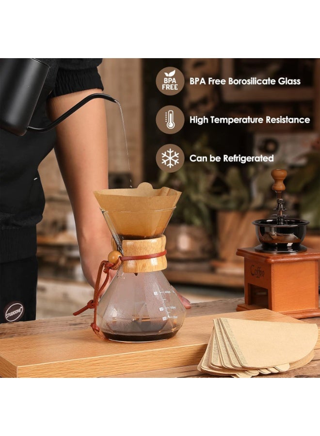 TRASSLE Pour Over Coffee Maker with strainer, Holds 3 Cups 15oz Coffee Dripper Set Borosilicate Glass Coffee Carafe Brewer, Coffee Server for Home Café Restaurant Camping  - Image 3