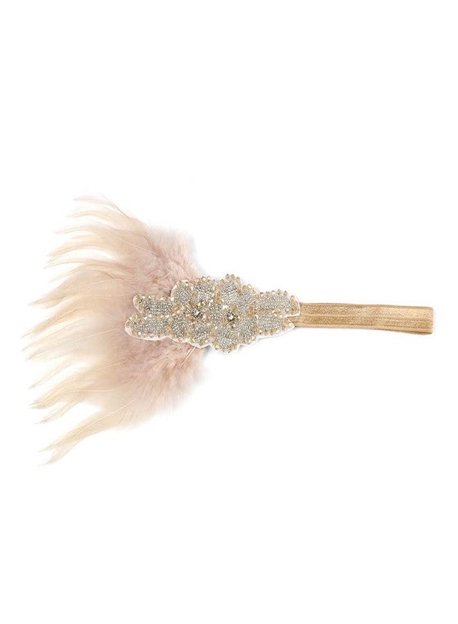 STIOEDYUAN Roaring 20s Flapper Headbands 1920s Headpiece Great Gatsby Feather Headband Cocktail Party Hair Accessories For Women (Champagne) - Image 1