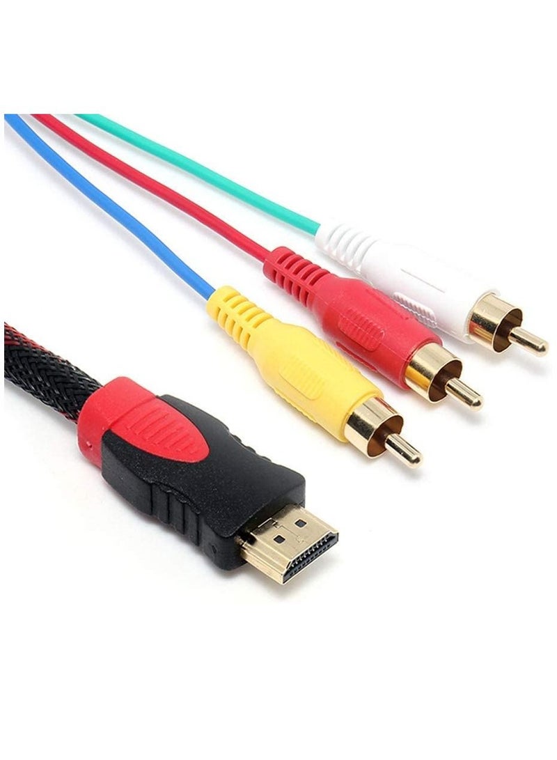 NTECH HDMI to RCA Cable 1080P 5ft 1.5m HDMI Male to 3 RCA Video Audio AV Cable Connector Adapter NO Signal Conversion Function One Way Transmitter For TV HDTV DVD 5FT  Red Line - Image 4