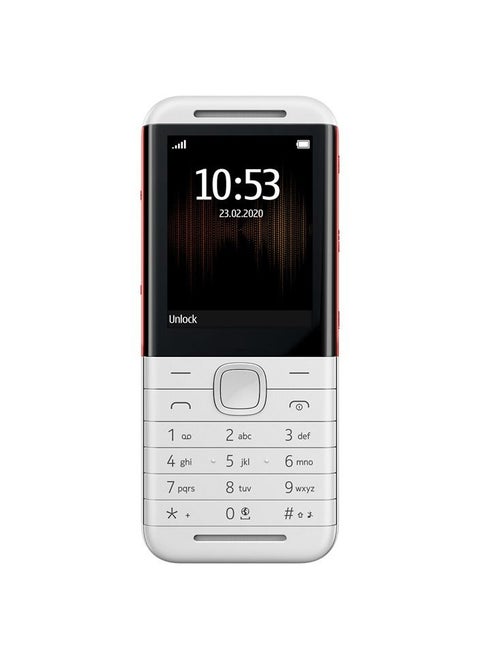 Sophisticated design and superior reliability with the 5310 Dual SIM 4G Phone in White and Red