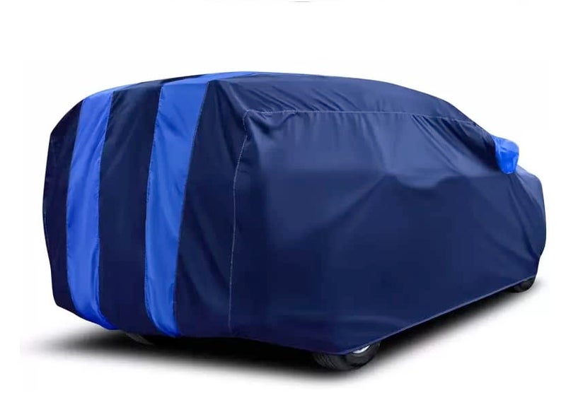 Carigiri Sky Blue and Navy Blue Car Body Cover for Hyundai Eon(Triple Stitched,Mirror Pocket)(Models-2011, 2012, 2013, 2014, 2015, 2016, 2017, 2018, 2019, 2020, 2021) - Image 4