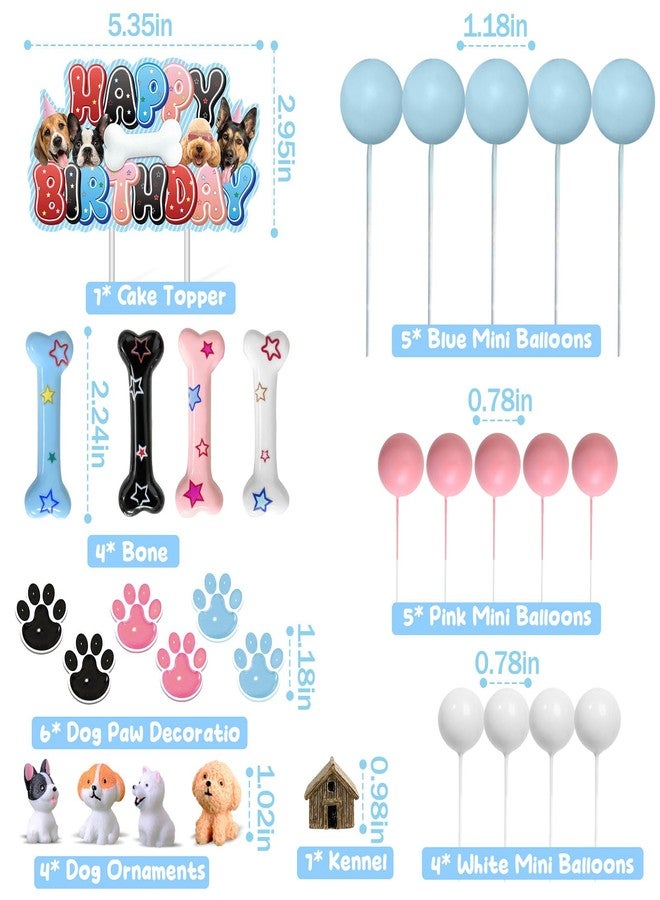 JUYRLE Cake Topper - 32Pcs Realistic Dog Figurines Birthday Party Supplies With Bone Kennel Mini Balloons Decoration for Boys Girls Dog Theme Party - Image 2
