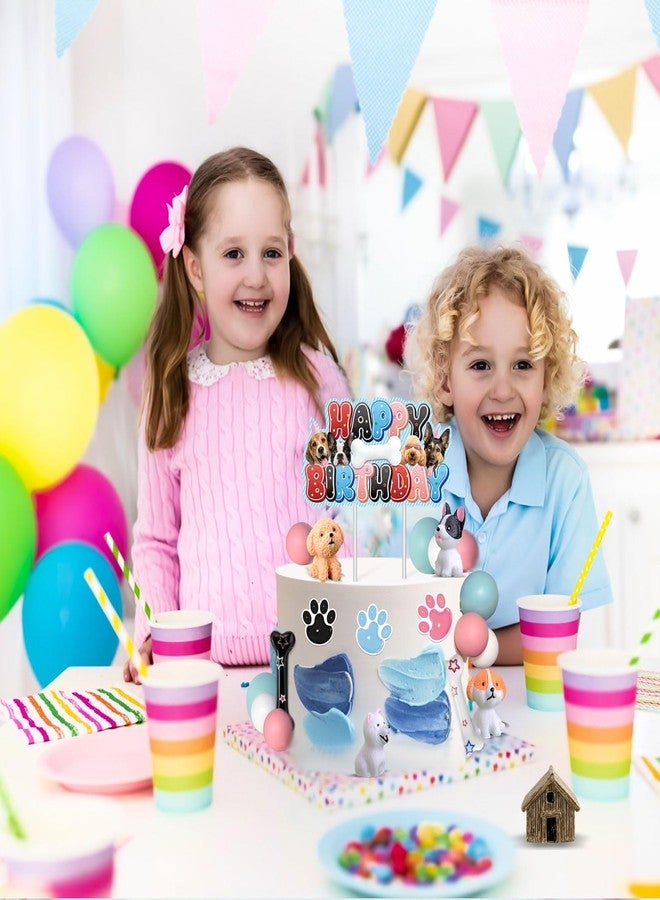 JUYRLE Cake Topper - 32Pcs Realistic Dog Figurines Birthday Party Supplies With Bone Kennel Mini Balloons Decoration for Boys Girls Dog Theme Party - Image 5