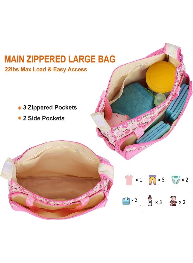 Moclever 5PCS Diaper Bag Tote Set - Baby Bags for Mom, Pink, 5 Piece Set - Image 5