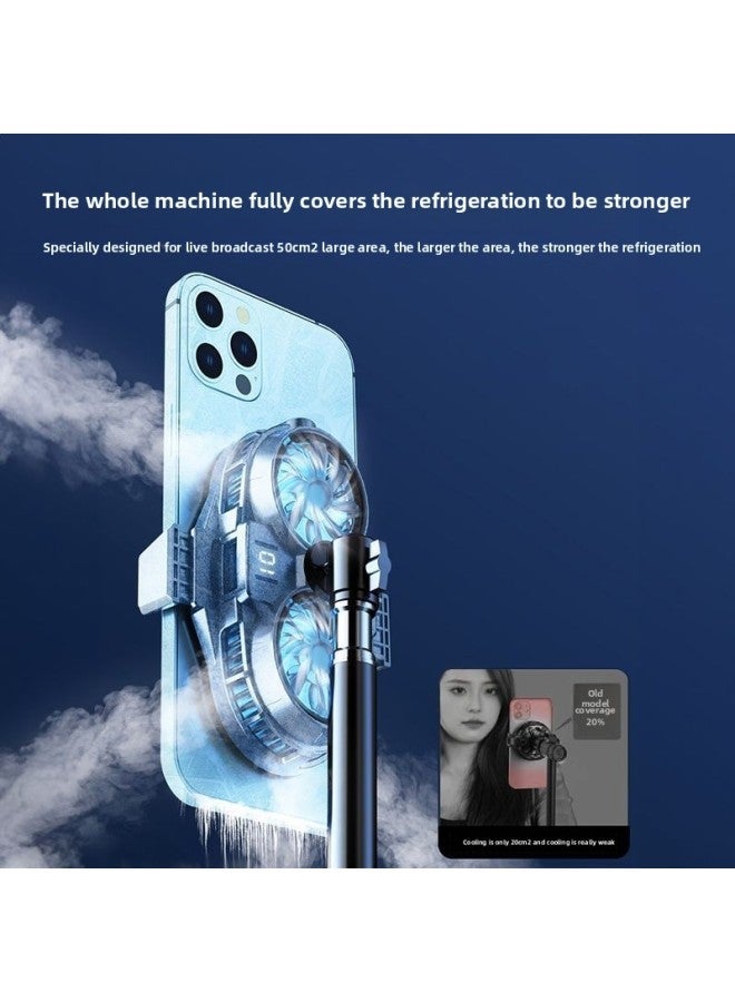 2025 Mobile Phone Radiator Dual-core Live Bracket Semiconductor Refrigeration Electric Competition Mute Cooling Back Clip Desktop-Color:(finger Cot Included) Extreme Cold - +170cm Floor-standing Tripod + 26cm Fill Light  - Image 3