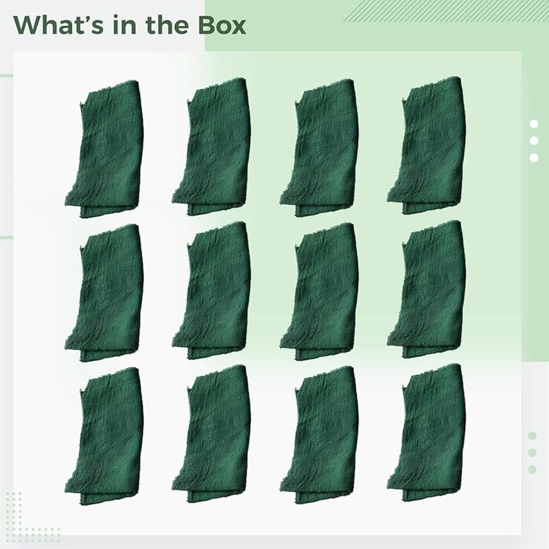 مجموعة مناديل الدنيم القطني المهدب 12 قطعة 16.5 × 16.5 بوصة تصميم بوهو - Image 4