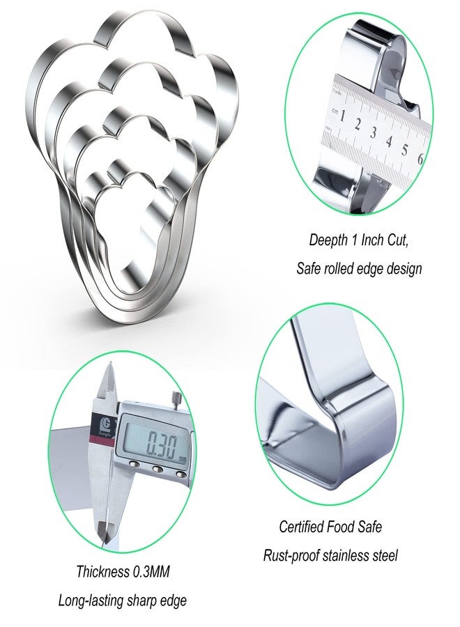 QAAQS Bunny Foot Cookie Cutter Set - 5 Inch, 4 Inch, 3 Inch, 2 Inch - 4 Piece Easter Bunny Rabbit Paw Print Footprint Cookie Cutters- Stainelss Steel - Image 3