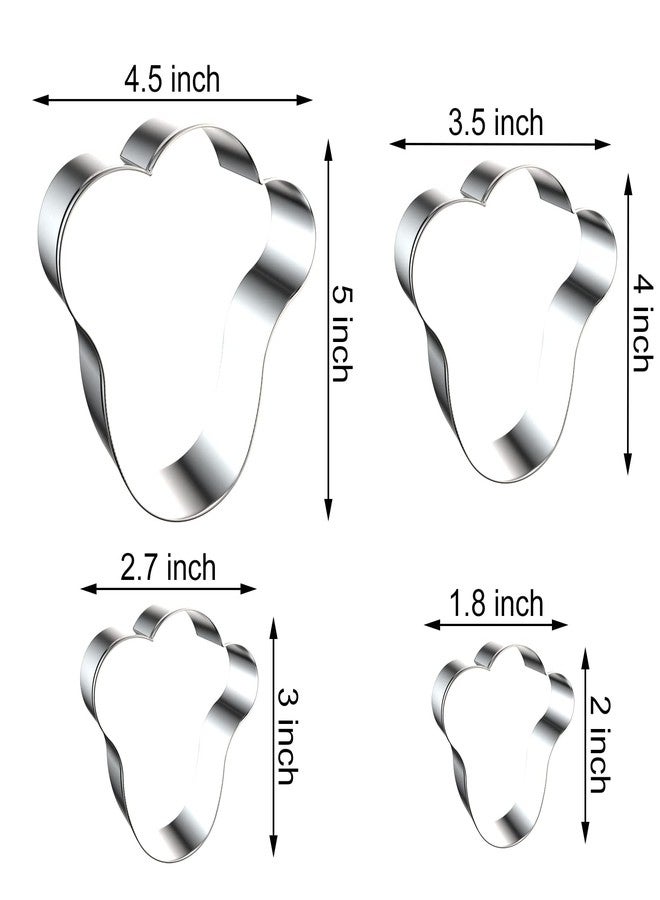 QAAQS Bunny Foot Cookie Cutter Set - 5 Inch, 4 Inch, 3 Inch, 2 Inch - 4 Piece Easter Bunny Rabbit Paw Print Footprint Cookie Cutters- Stainelss Steel - Image 2
