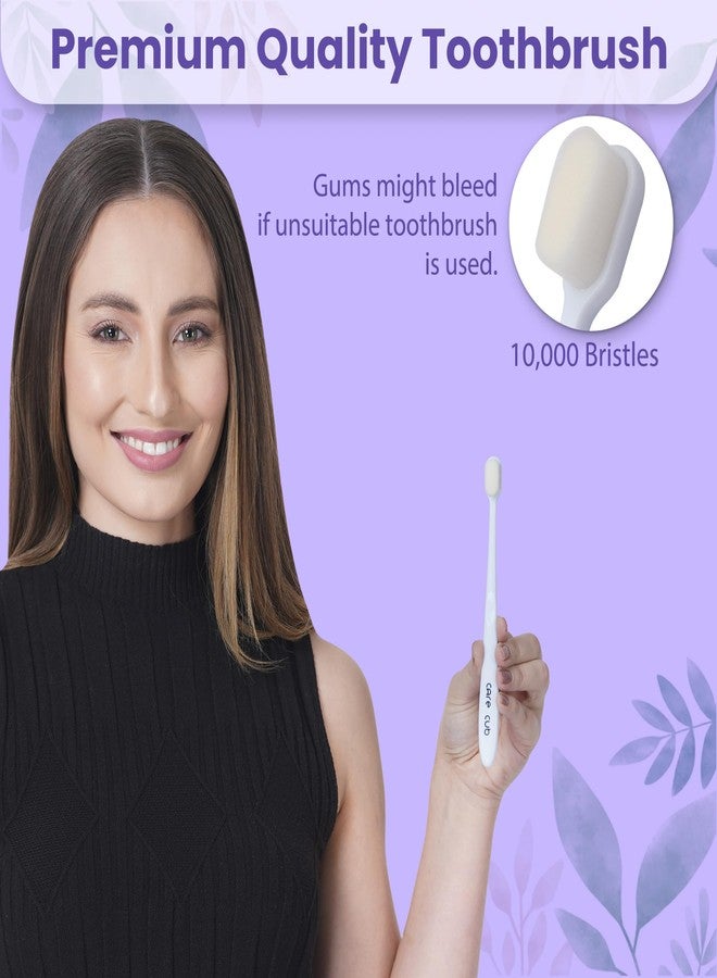 CARE CUB CARECUB White Flat Toothbrushes with White Bristles - BPA-Free, Ultra Soft Micro Nano Bristles, Ideal for Sensitive Teeth, Suitable for 8+ & Adults Pack 04 - Image 2
