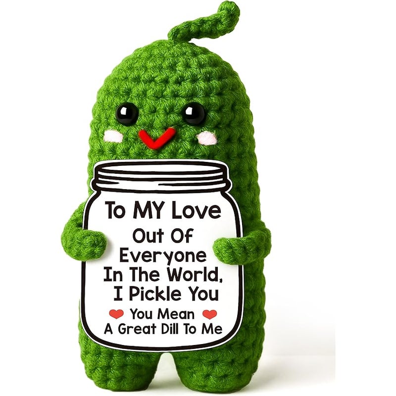 MAMAGIFTREE I Love You Gifts for Her Him Christmas Birthday Gifts for Boyfriend Girlfriend Stocking Stuffers,To My Love Wedding Anniversary Romantic Gift for Women Men Valentines Day Gift Handmade Crochet Pickle - Image 1