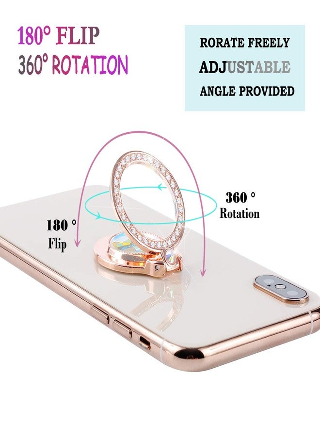 lenoup Glitter Bling Bling Phone Ring Holder, Sparkle Phone Ring Artificial Diamond Stand, Rhinestone Cell Phone Finger Ring for Phones,Pad(Rose Gold) - Image 4