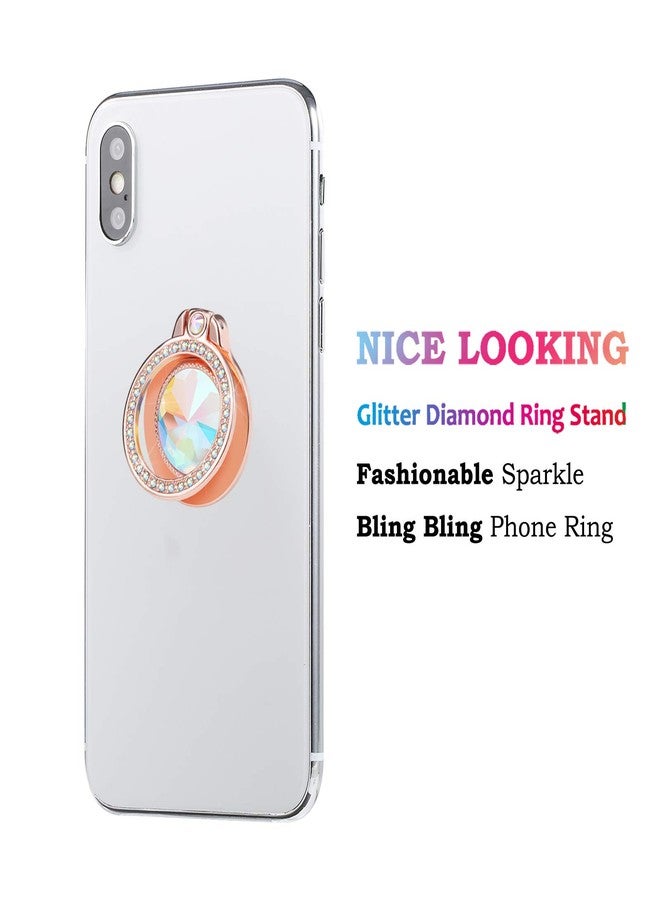 lenoup Glitter Bling Bling Phone Ring Holder, Sparkle Phone Ring Artificial Diamond Stand, Rhinestone Cell Phone Finger Ring for Phones,Pad(Rose Gold) - Image 2