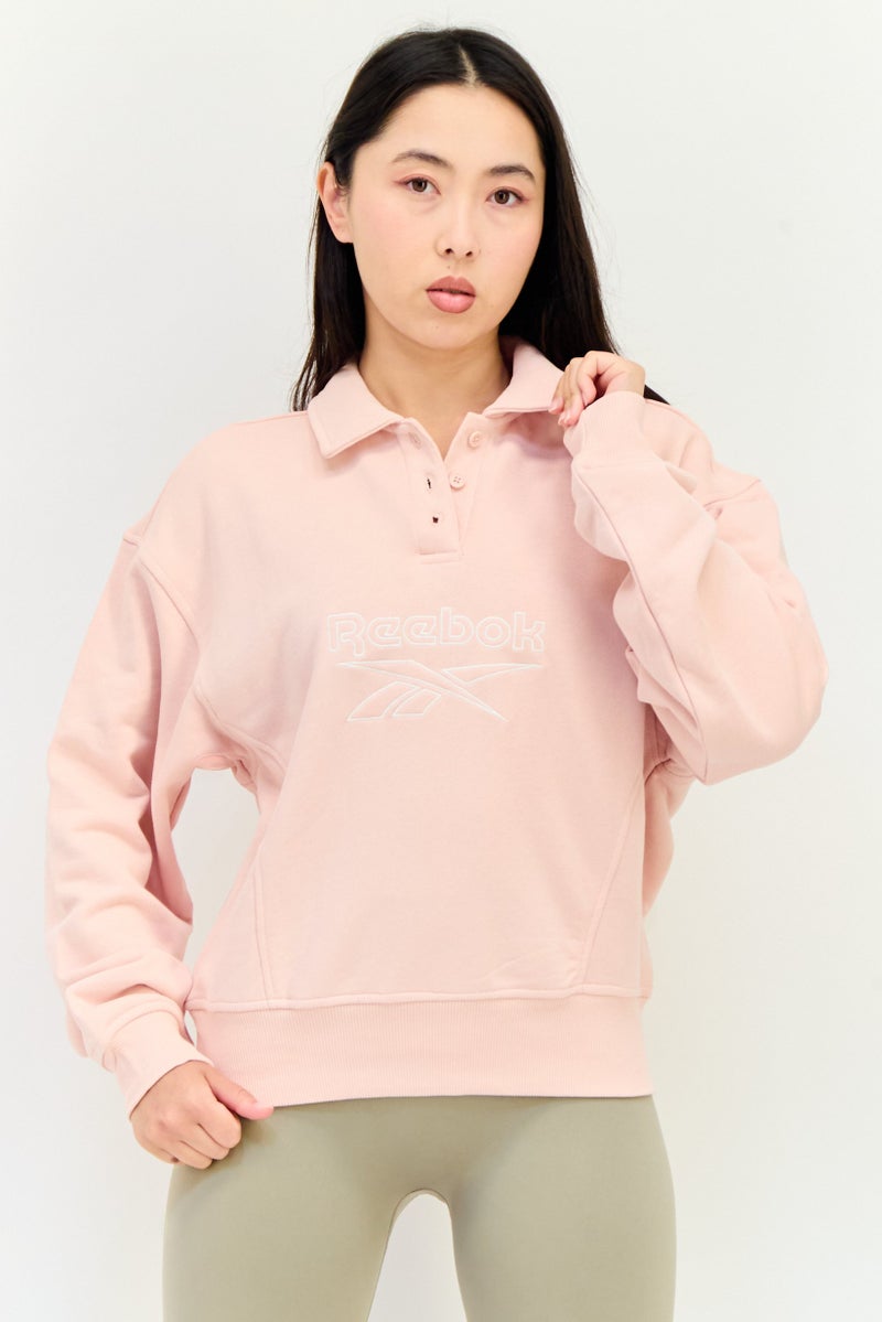 Reebok Women Sportswear Fit Long Sleeve Outdoor Sweatshirt, Pink - Image 1