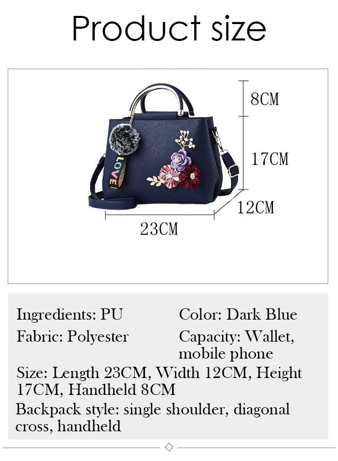 DUNISO Women's Handbag Shoulder Bag Fashion Ladies PU Leather Tote Messenger Bag Top Handle  With a Beautiful and Elegant Design, Fashionable Travel Shoulder Bag For Ladies(blue）  - Image 3