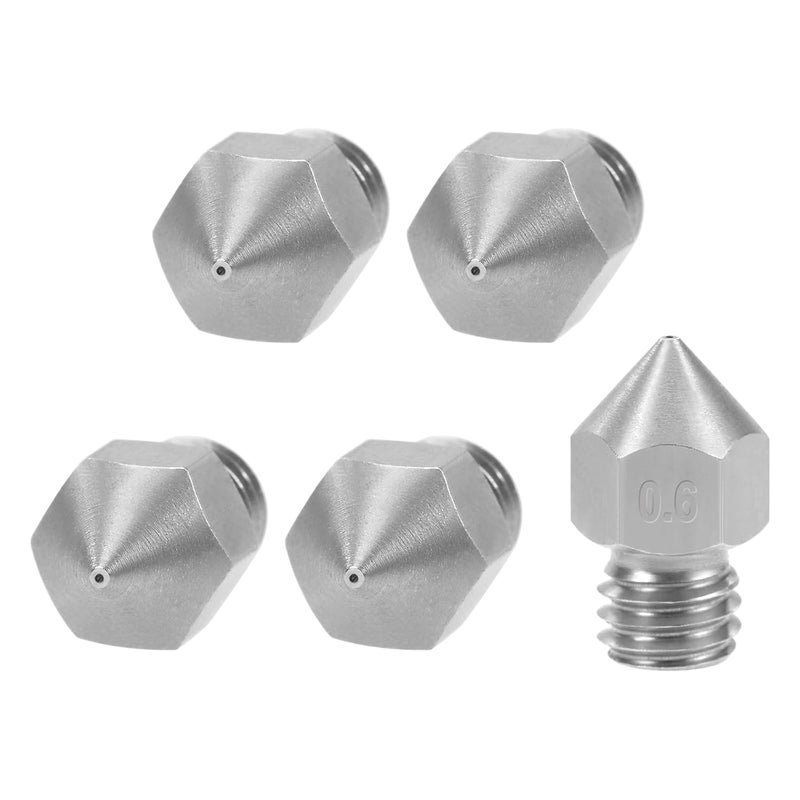 METALLIXITY 5Pcs Stainless Steel MK8 3D Printer Nozzle M6x0 6mm Extruder - Image 1