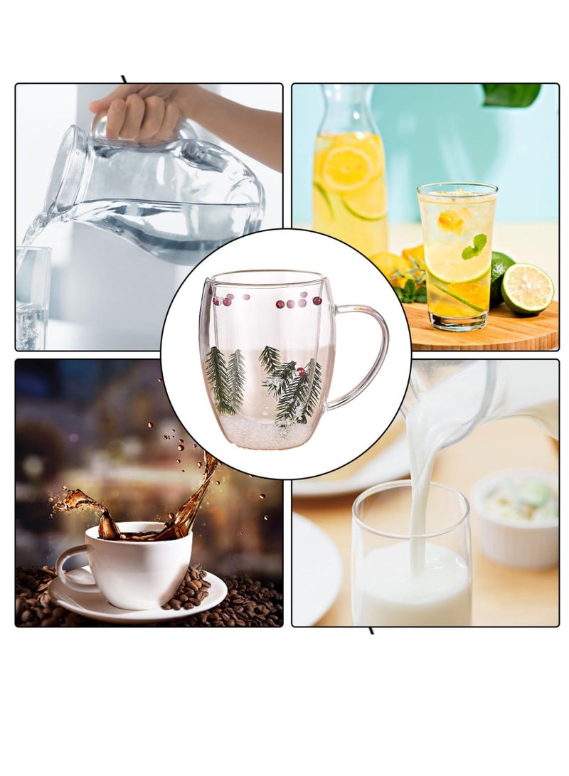 Excefore كوب زجاجي مزدوج الجدران، أكواب زجاجية عالية مقاومة للحرارة، أكواب زجاجية بوروسيليكات مقاومة للاحتراق، أكواب كابتشينو شفافة، أكواب ورقية ساخنة مثالية للمشروبات الساخنة مثل الشاي والقهوة والكابتشينو - Image 2