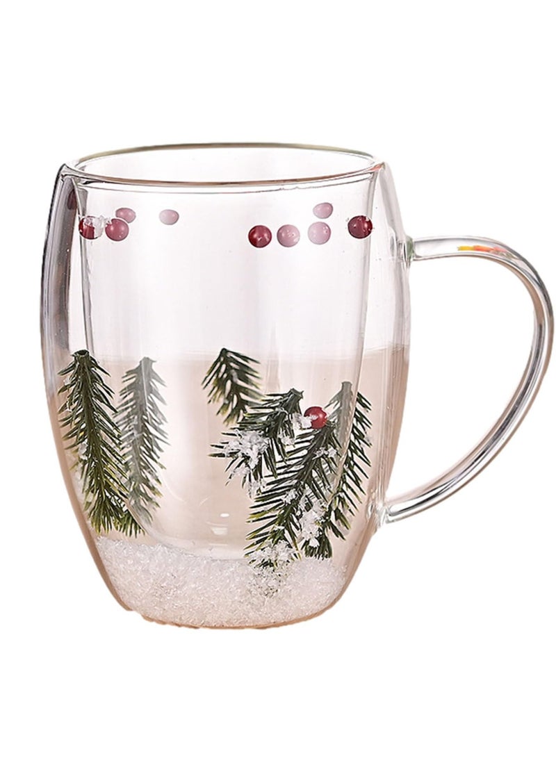 Excefore كوب زجاجي مزدوج الجدران، أكواب زجاجية عالية مقاومة للحرارة، أكواب زجاجية بوروسيليكات مقاومة للاحتراق، أكواب كابتشينو شفافة، أكواب ورقية ساخنة مثالية للمشروبات الساخنة مثل الشاي والقهوة والكابتشينو - Image 1