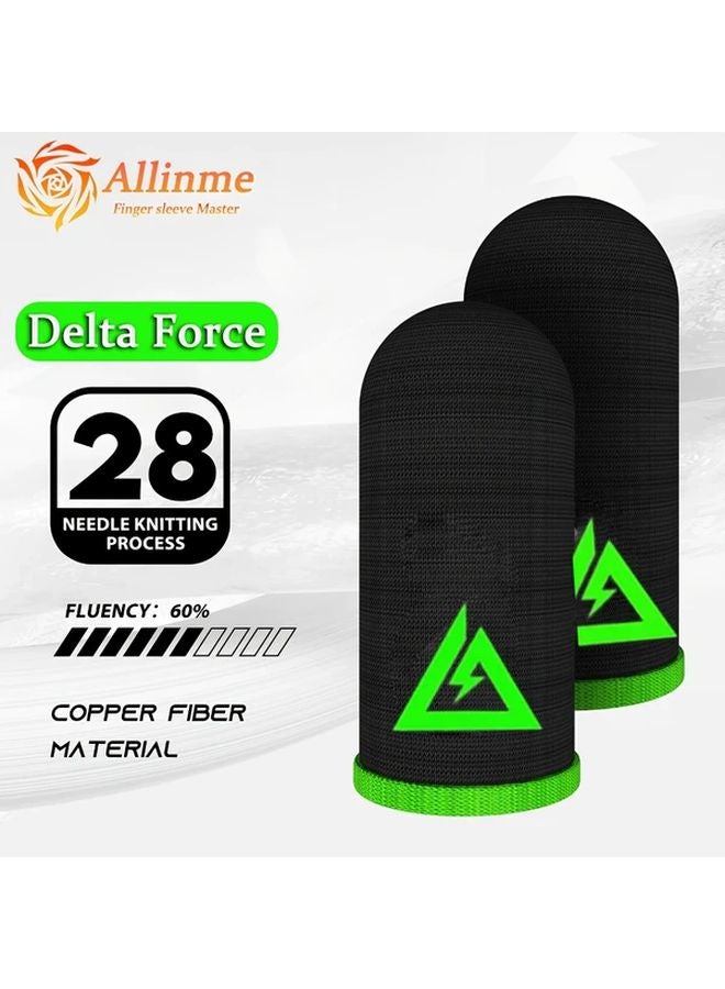 Delta Force Gaming Thumb Sleeves Black Green Carbon Fiber Anti Sweat Grip 28 Needle Knitting - Image 2