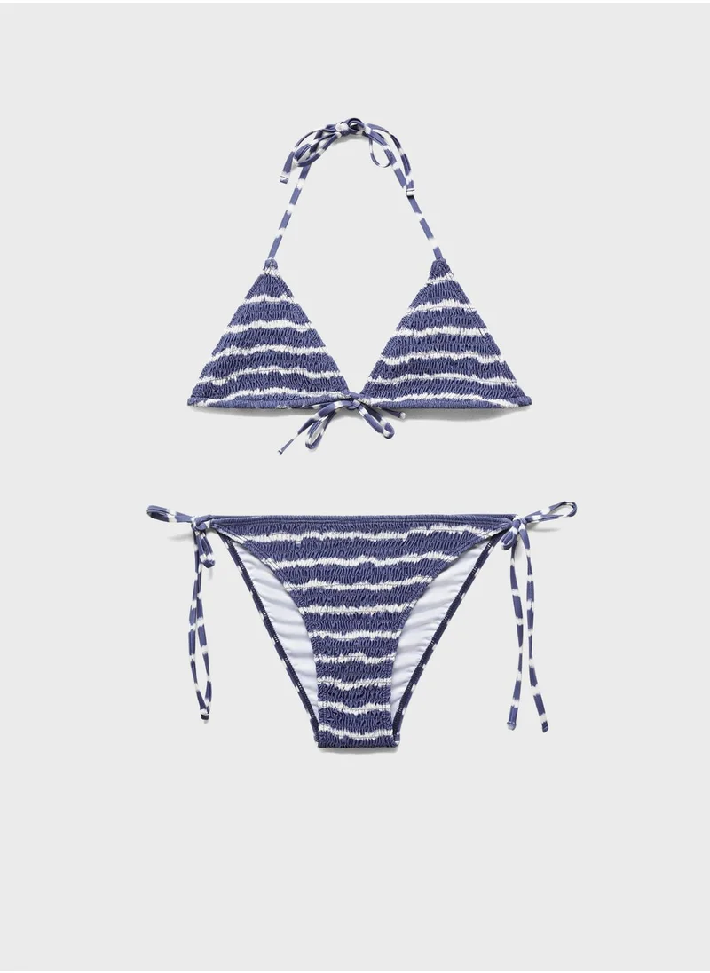 MANGO Youth Striped Bikini Top & Bottom Set