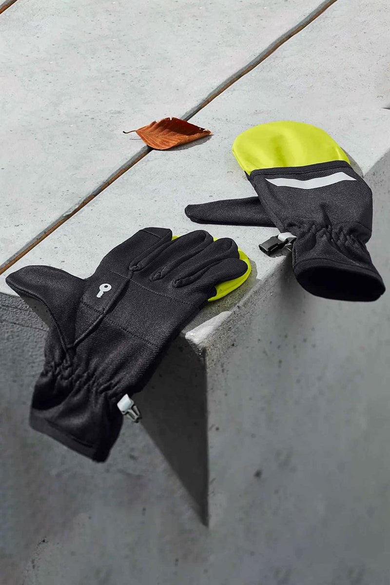 Tchibo Unisex 1,Pair Running Gloves, Black and Lime  - Image 1