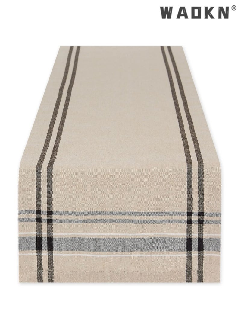 WAOKN Table Runner, 30 * 180 CM Burlap Table Runner for Modern Farmhouse Decor, Natural Cotton Woven Runner with Tassels for Wedding Party Farmhouse Dining Table Decor  - Image 1
