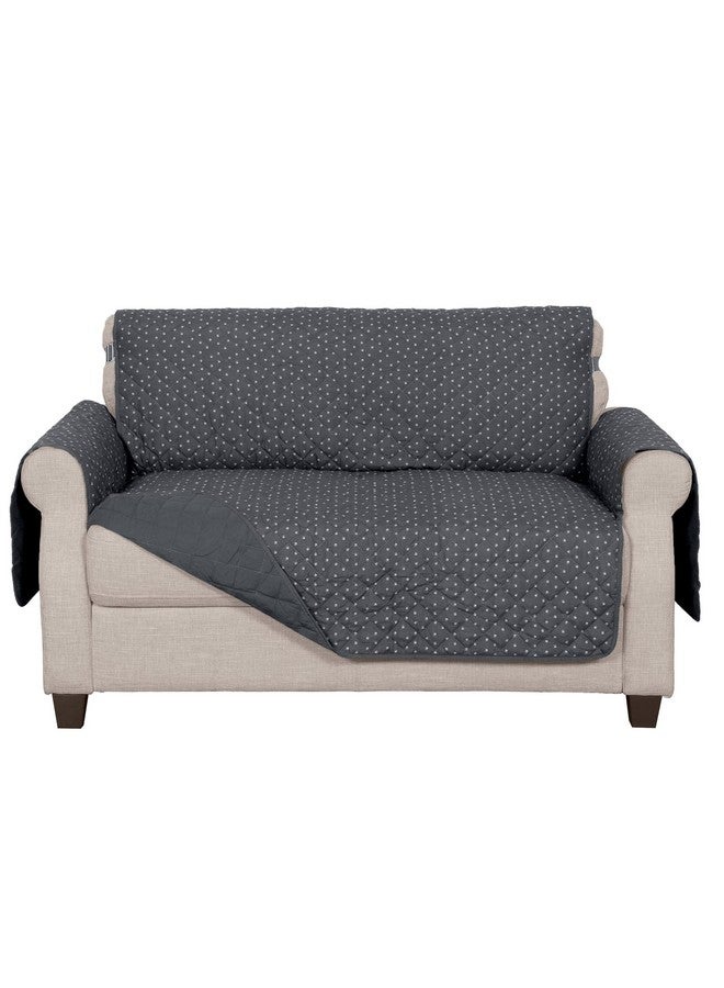 غطاء حماية للأريكة المزدوجة مقاوم للماء وقابل للعكس من فورهافن للكلاب والقطط والأطفال - غطاء مبطن لغرفة المعيشة بنقشة بولكا باو - رمادي وبني، أريكة مزدوجة - Image 2