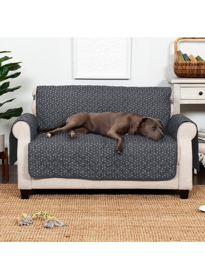 غطاء حماية للأريكة المزدوجة مقاوم للماء وقابل للعكس من فورهافن للكلاب والقطط والأطفال - غطاء مبطن لغرفة المعيشة بنقشة بولكا باو - رمادي وبني، أريكة مزدوجة - Image 3