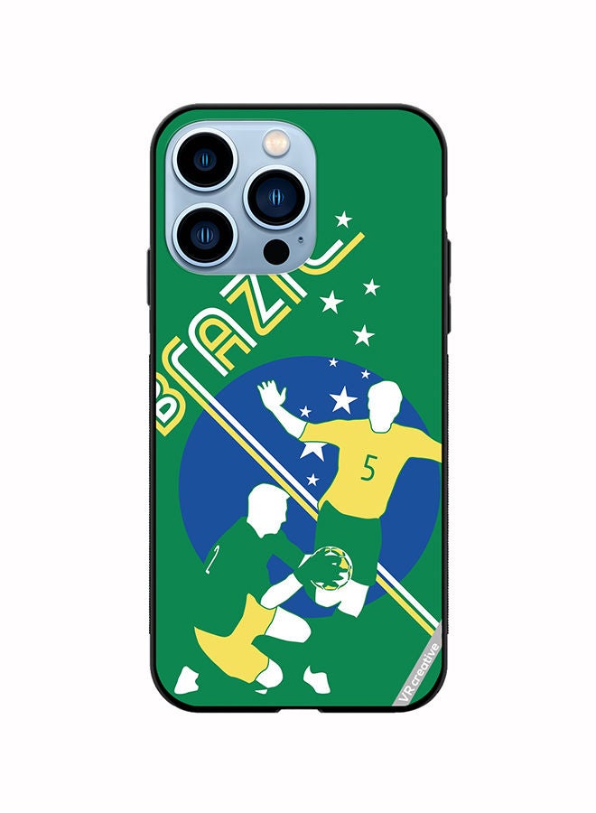 VR CREATIVE Protective Case Cover For Apple iPhone 14 Pro Max Brazil Football Soccer Players Design Multicolour - Image 1